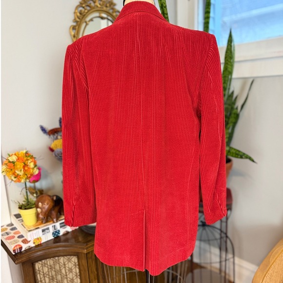Liz Sport Vintage 80s Red Wide wale Corduroy Blazer Jacket Women Size L - Picture 5 of 9